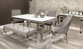 Some glass tables come with different base materials such as wrought iron, wicker, chrome and wood. Mayfair White Glass Dining Table Set Starlight Furniture
