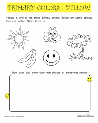 Primary Color Practice Yellow Worksheet Education Com Color Worksheets Kindergarten Colors Preschool Color Activities