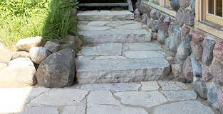 Steppers only come in irregular shapes. Backyard Landscaping Outdoor Patio Furniture Fire Pit Stone Pavers Flagstone Buechel Stone