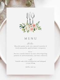 Pink Floral Menu Template Knife Fork Spoon Printable Menu Card Boho Greenery Cutlery Menu Silverware Utensils Editable Dinner Menu Blush 19 2020 Menu Vorlage Einladungen Einladungskarten Hochzeit