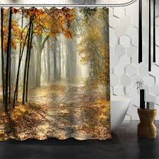 Best Nice Custom Forests Road Landscape Nature Shower Curtain Bath Curtain Waterproof Fabric For Bathroom More Si Curtains Shower Curtain Cheap Shower Curtains
