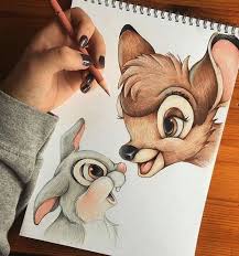 How To Draw Easy Things Bambi Inspired Colourful Pencil Drawing Wooden Table In 2020 Colorful Drawings Easy Disney Drawings Easy Drawings