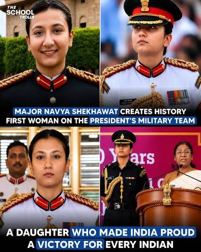 A historic salute to courage and excellence. Shekhawat has become the first woman officer from the Indian Army to serve as Aide-de-Camp (ADC) to the President of India. Her achievement is more