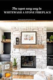 We painted the dated, rock fireplace in our kids' playroom! How To Whitewash A Stone Fireplace Super Easy Project Designs By Karan