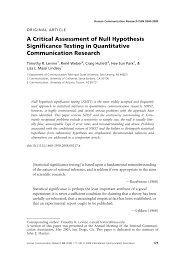A researcher formulates hypothesis based on the problem formulation and theoretical study. Pdf A Critical Assessment Of Null Hypothesis Significance Testing In Quantitative Communication Research