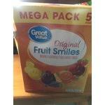 Fruit is never a chore. Great Value Original Fruit Smiles 0 9 Oz 50 Count Walmart Com Walmart Com