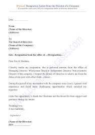 Resignation Letter Of Director Format Of Evidence Of Cessation