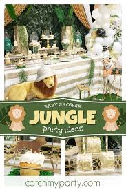 Jungle Baby Shower Kingston S King Of The Wild Baby Shower Catch My Party Jungle Baby Shower Theme Jungle Safari Baby Shower Jungle Baby Shower