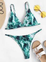 Random Marble Print Top With High Leg Bikini Abiti Bikini Costumi Da Bagno Carini Moda Costumi Da Bagno