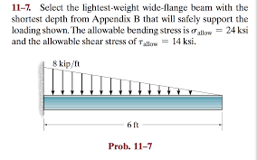 solved select the lightest weight wide flange beam with t