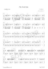 Way Back Home Shaun Numbered Musical Notation Preview