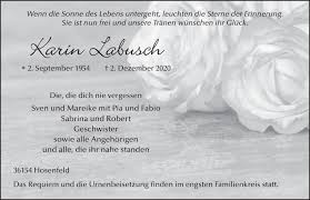 Statistics and meaning of name labusch. Traueranzeigen Von Karin Labusch Trauer36 De