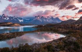 Nature Landscape Photography Sunrise Mountains Lake Shrubs Fall Snowy Peak Clouds Sunlight Torres Del Paine Chile National Park Hd Wallpapers Desktop And Mobile Images Photos