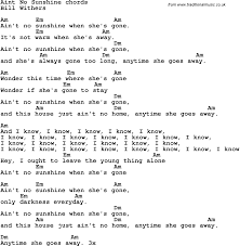 Song Lyrics With Guitar Chords For Ain T No Sunshine Guitar Chords For Songs Guitar Chords And Lyrics Guitar Lessons Songs