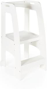 Gray Kids Wooden Adjustable Counter Height Step Stool With Safety Handrails For Little Children Guidecraft Kitchen Helper Tower Step Up Toddler Furniture Kids Furniture Furniture Great in the bathroom, bedroom, or kitchen!