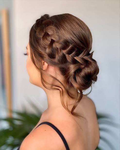 Braided low bun updo
