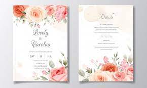 Wedding Invitation Card Set Template With Beautiful Floral Frame Wedding Invitation Cards Wedding Invitations Stationery Wedding Invitation Card Template
