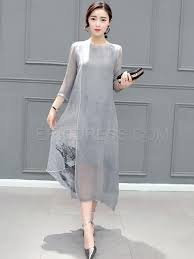 Round Neck A Line Double Layer Casual Dress Dengan Gambar Model Pakaian