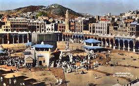 صورة نادرة للحرم المكي وتظهر المقامات الأربعة ومنارة باب العمرة haramain pic medina saudi arabia mosque sacred places