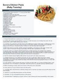 Ruby Tuesday Sonora Chicken Pasta Ruby Tuesday Recipes Entree Recipes Copykat Recipes