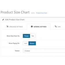 Opencart Product Size Chart