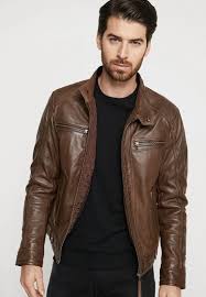 Serge Pariente Eric Hood Leather Jacket Mocca Zalando Co Uk In 2020 Brown Leather Motorcycle Jacket Mens Leather Jacket Biker Leather Jacket Outfit Men