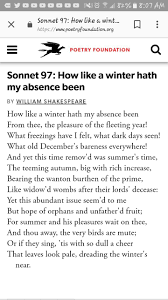 William Shakespeare Sonnet 97 How Like A Winter Hath My Absence Been Shakespeare Sonnets William Shakespeare Sonnets Shakespeare