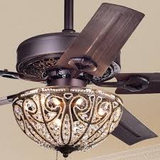48 5 Blade Crystal Ceiling Fan With Light Kit Included Ceiling Fan Chandelier Bronze Ceiling Fan Warehouse Of Tiffany
