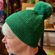Cable Knit Bobble Hat HL742 Green Cable Knit Bobble Hat