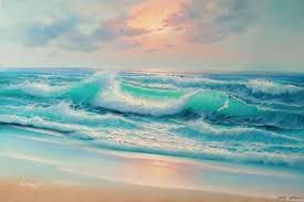 Beautiful Ocean Sunset Painting Ocean Waves Painting Ocean Painting Sunset Painting Lighthouse, keeper's house, scenic viewpoint, ocean view. beautiful ocean sunset painting ocean