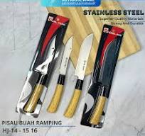 Pisau buah stainless steel ganggang plastik motif kayu pisau buah hotelware  serbaguna HJ14-15 HJ14-16