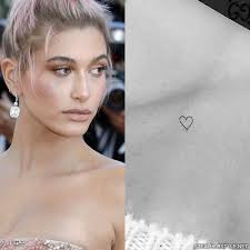 Collarbone tattoos can really be enhanced by combining aspect of other popular ink locations. Hailey Baldwin Heart Collarbone Tattoo Steal Her Style