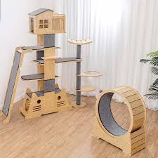 Luxury Cat Climbing Frame Solid Wood Tree In 2021 Cat Climbing Frame Cat Climbing Wood Tree
