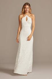 Destination Beach Wedding Dresses David S Bridal Streamlined simple beach wedding dresses are perfect for an oceanside ceremony again you probably wont want to be weighed down by things like 50 off save now beach wedding dress boho wedding dress simple wedding dress white lace applique top chiffon skirt small train gown by prisc. destination beach wedding dresses
