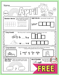 Free Morning Work For Kindergarten And First Grade Spring In 2020 Kindergarten Homework Kindergarten Morning Work Free Morning Work