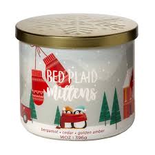 Mainstays Scented Single Jar Candle Red Plaid Mittens 14 Oz Walmart Com Walmart Com