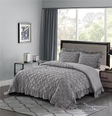 Get 5% in rewards with club o! 3 Piece Pinch Pleated Gray Comforter Set King Pintuck Ruffled Super Soft Hypoallergenic Prewashed Microfiber Shabby Chic Farmhouse Style Bedding Jk Brian In 2021 Farmhouse Style Bedding Grey Comforter Sets Amazing Bedroom Designs