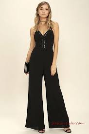 2020 Abiye Tulum Modelleri Siyah Ip Askili V Yakali Bol Kesim Tulum Jumpsuit For Evening Kiyafet Siyah Tulum Tasarimci Giyim