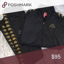 Black And Yellow Kappa Tracksuit Gold Black Small Tracksuit Tracksuit Lounge Wear Women