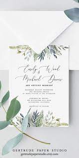 Greenery Wedding Invitations Diy Templates Colors Simple Modern Rustic Diy Wedding Invitations Templates Wedding Invitations Diy Minimalist Wedding Invitations