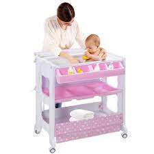 Costzon Baby Bath And Changing Table Diaper Organizer For Infant With Tube Cushion Pink Baby Amazon Com