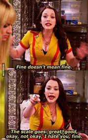 Lol Fine Does Not Mean Fine Funny Pictures Bones Funny Two Broke Girl