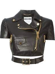 Moschino Cropped Biker Jacket Stefania Mode Farfetch Com Fashion Cropped Biker Jacket Cool Outfits