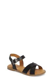 Tucker Tate Kids Arya Cross Strap Sandal In Black Faux Leather Modesens