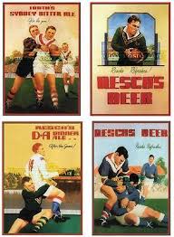 Reschs Tooths Rugby Print 4 Set Classic Retro Beer Premium 250gsm Satin Posters Beer Poster Australian Beer Vintage Advertisements