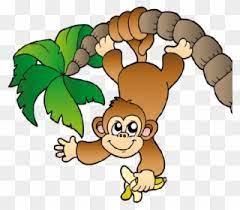 Cartoon animal, monkey hanging on the vines png. Jungle Clipart Cheeky Monkey Monkey Hanging From A Tree Png Download Full Size Clipart 3240 Pinclipart