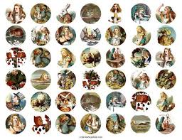Printable Alice In Wonderland Tea Party 1 25 Inch Circles Etsy Alice In Wonderland Tea Party Woodcut Alice In Wonderland