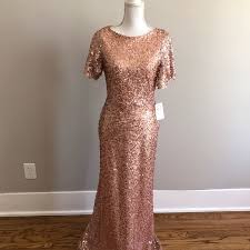 Rose Gold Sequin Maxi Formal Dress Nwt