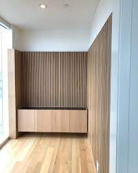 White Oak Slat Walls And A Floating Credenza Slat Wall White Oak Wood Slat Wall