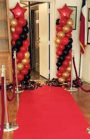 Red Carpet Balloon Column Idea Red Party Decorations Red Carpet Theme Party Red Carpet Party